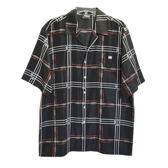Vintage South Pole Shirt Button Up Polo Men's Large All Over Print 90's Y2K - Picture 1 of 4